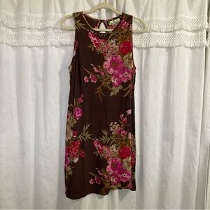 Vintage Loco Lindo floral sleeveless garden cocktail dress size L made in USA